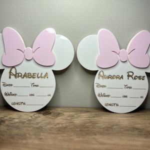 Minnie Mouse Inspired Birth Announcement Sign | Newborn Photo Prop | Hospital Photo Prop for Newborns | Welcome Baby Photo Prop Sign image 4