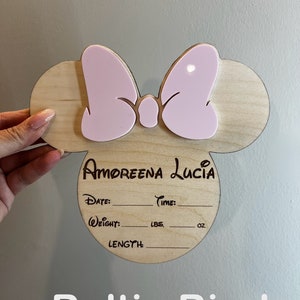 Minnie Mouse Inspired Birth Announcement Sign | Newborn Photo Prop | Hospital Photo Prop for Newborns | Welcome Baby Photo Prop Sign image 7