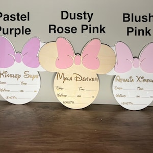 Minnie Mouse Inspired Birth Announcement Sign | Newborn Photo Prop | Hospital Photo Prop for Newborns | Welcome Baby Photo Prop Sign image 8