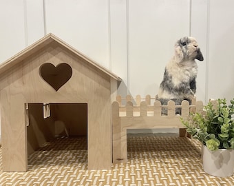 Bunny House with Tunnel & Deck | Small Pet Hideaway