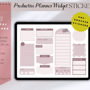 Productive Planner Widget | Digital Stickers , GoodNotes Pre-cropped Stickers, Individual PNG Stickers, Planner Stickers,