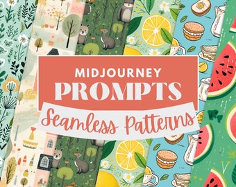 Midjourney Prompts for Seamless Patterns, PDF collection of AI Prompts for PNG Clipart Designs for Gift Paper, Easy Prompt Guide
