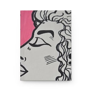 Mattes Hardcover-Journal: Handgezeichnete Totenkopf-Motive, linierte Seiten, Lay-Flat-Bindung