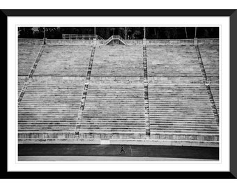 Panathenaic Stadium, Marble Stands, Runner, Black and White, Athens, Greece, Photography, Wall Art, Home Decor, Fine Art, Travel Photo