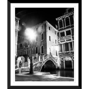 Black and White, Venice, Italy, Night Shot, Photography, Wall Art, Home Decor, Fine Art, Travel Photo