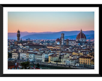 Gezichtspunt van Duomo, Florence, Italië, zonsondergang, fotografie #1, kunst aan de muur, woondecoratie, beeldende kunst, reisfoto