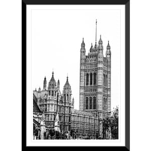Palace of Westminster, Architecture, London, England, UK, Black and White, Photography #1, Wall Art, Home Decor, Fine Art, Travel Photo