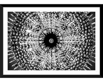 Abstract Chandelier in Black and White Photography Wall Art, Home Decor