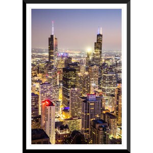 Sunset, Chicago, Illinois, Skyline, Skyscapers, City, City Lights, Photography #6, Wall Art, Home Decor, Fine Art, Travel Photo