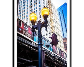 Chicago, Street Light, L Train, Buildings, Ilinois, City, Photography #2, Wall Art, Home Decor, Fine Art, Travel Photo