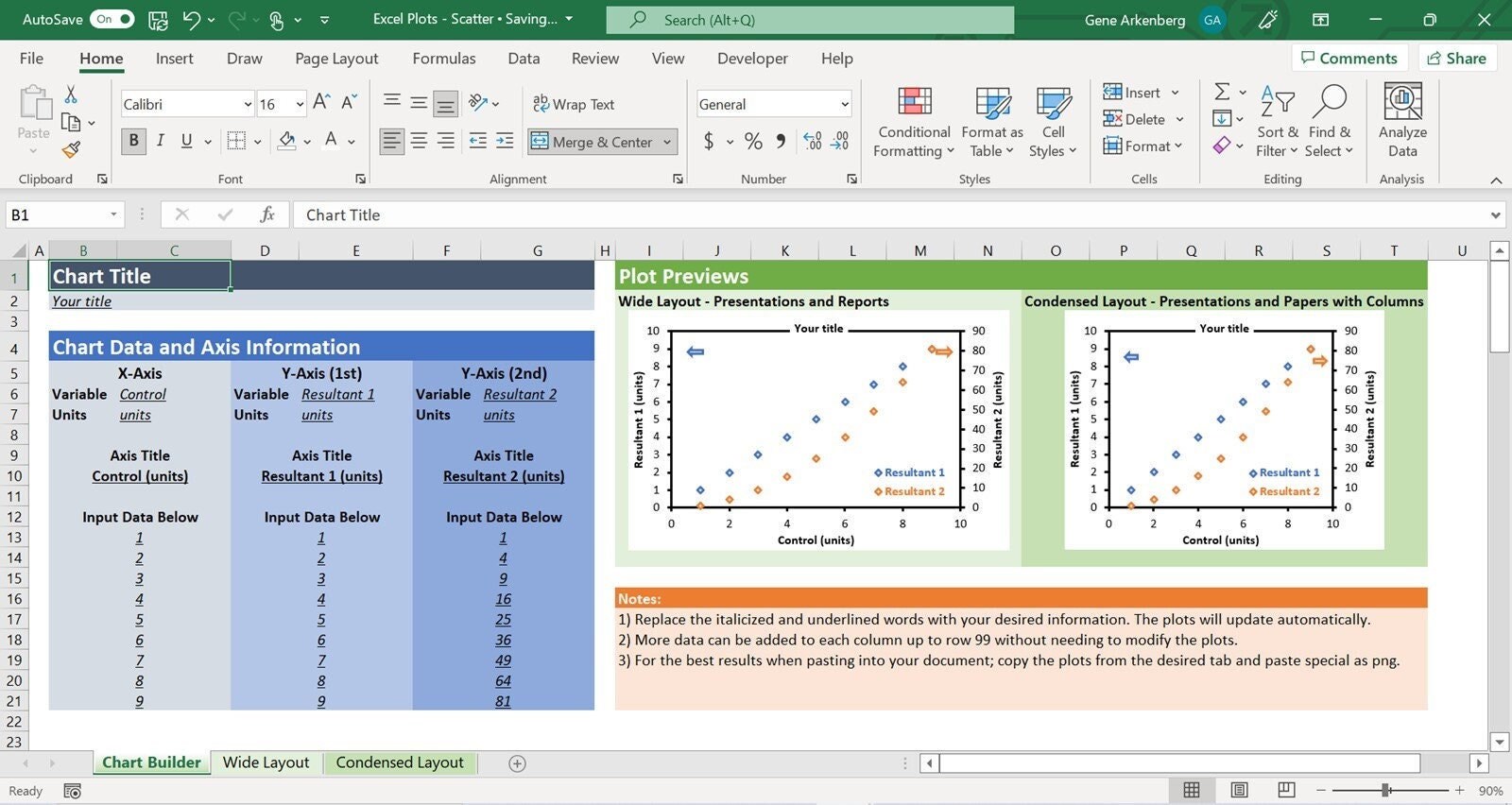Excel Twoaxis Scatter Plot Template Etsy