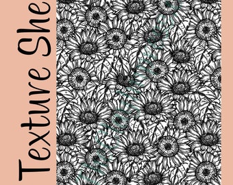 Sunny Sunflowers, Polymer Clay, Texture Sheet, Flower Pattern, DIY Earrings, Jewelry Supplies, Clay Tools, Rubber Texture Mat, Sunflower