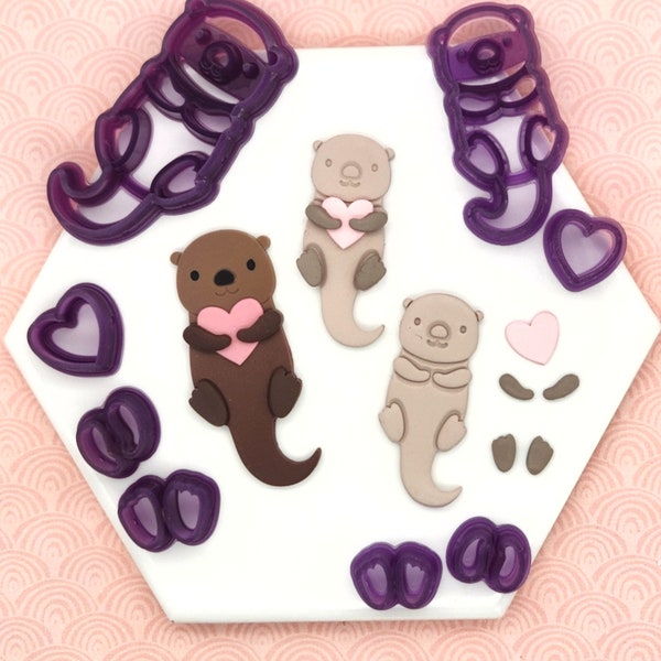 Otter Love, Otter, Heart, Valentine's Day Clay Cutter, Clay, Polymer Clay, Cutter, Unique, Cute, Jewelry Making, Earring Making, Valentine