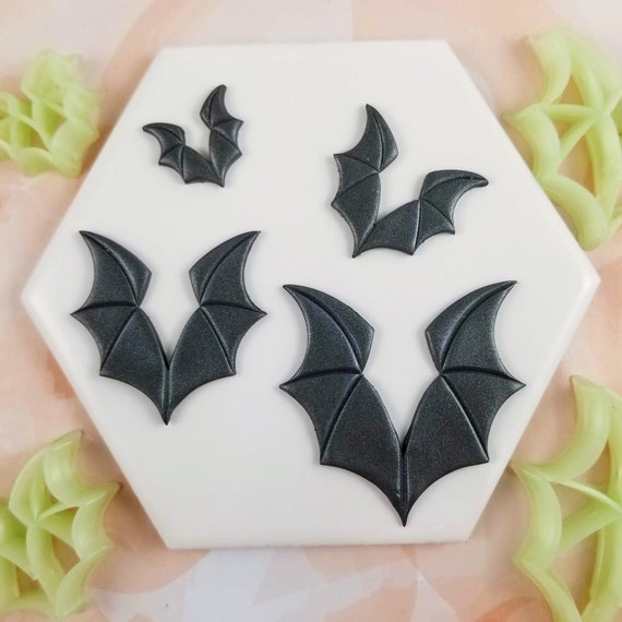 Mini Earrings Polymer Clay Molds Halloween Cute Bat Embossed Soft