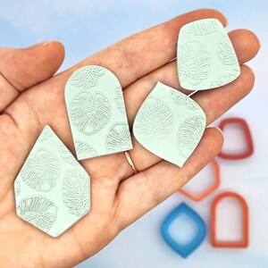 Monstera Leaves Texture Sheet, Texture Rubber Mat, Clay Texture, Summer Earrings, Tropical Earrings, Earring Making, Jewelry, Clay Tools image 2