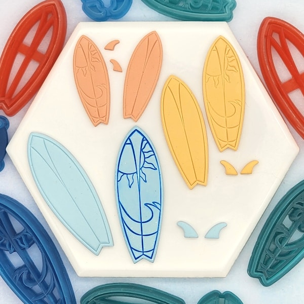 Surfboard and Fin Set, Surfboard Clay Cutter, Polymer Clay Cutter, Summer earrings, Tropical earrings, Clay Art Tools, Jewelry Making, Clay