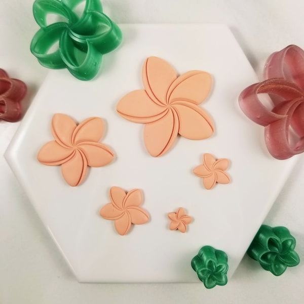 Plumeria, Polymer Clay Cutters, Frangipani, DIY Earrings, Jewelry Crafting, Clay Shape Cutter, Embossing Cutters, Debossing, Floral Design