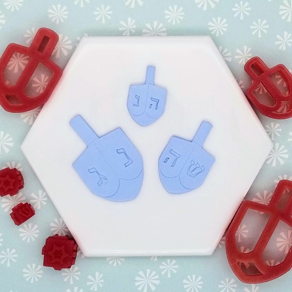 Dreidel with Debossing Cube, Polymer Clay Cutters, Clay Stamp, Dreidel Charms, Dreidel Earrings, Dreidel Crafts, Hanukkah Clay Earrings