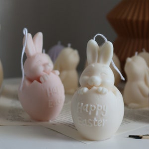 Custom colours- Happy Easter Bunny candle, Easter decoration, Gift for Home, Housewarming Gift, Soy wax, Cute candle