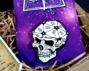 DnD Skull Enamel Pin. Magic pin badge. Metal badge with Pin Keeper. Witchy pin. Dungeons and Dragons. Fantasy Badge
