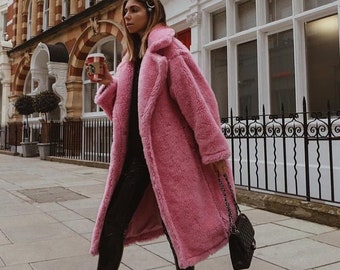 pink maxi coat