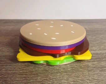 Cheese burger coasters set | Drink coasters | Funky home decor