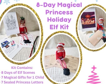 Princess Letter Elf Kit: 8-Day Holiday Countdown with Royal Gifts