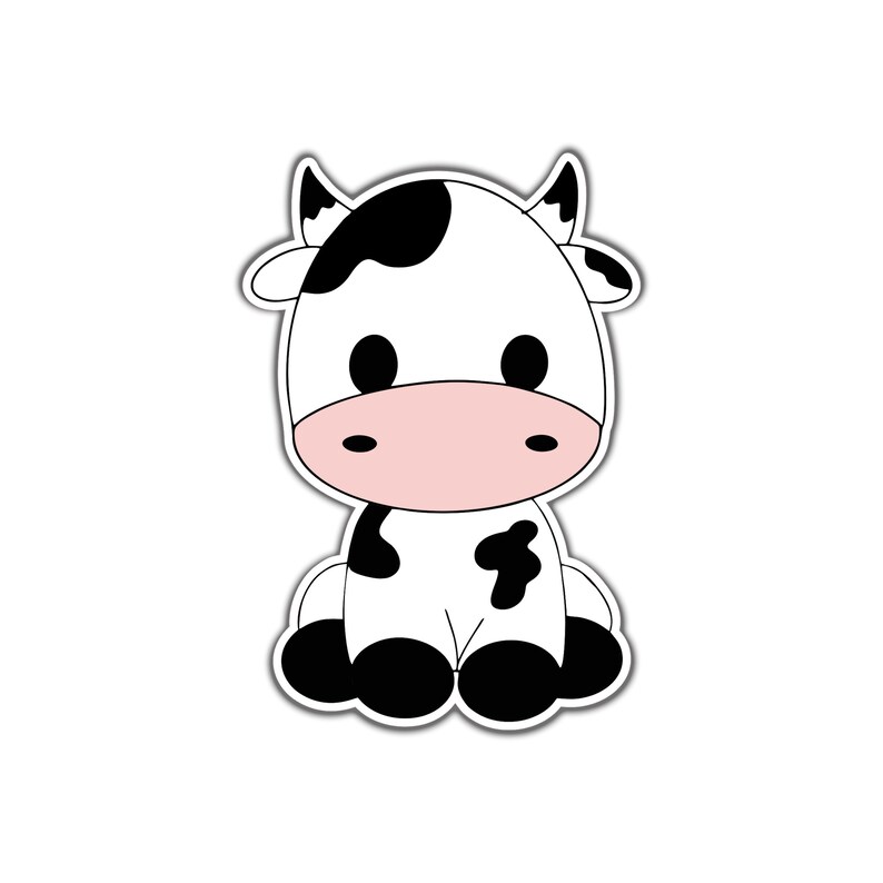 Cow Full Color Vinyl Sticker Water Bottle Sticker Window Etsy