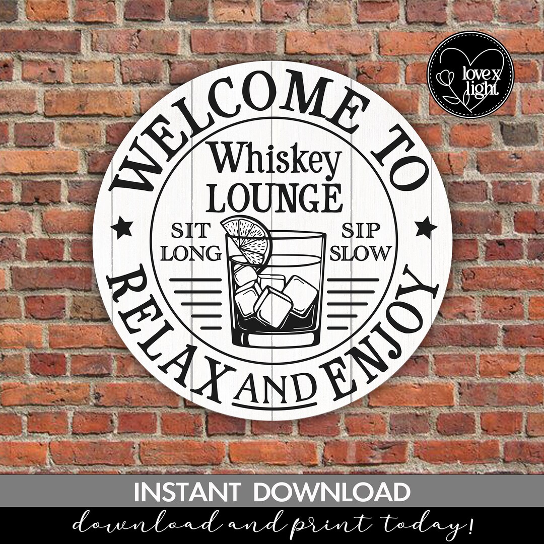 Welcome to Whiskey Lounge Bar Beer Country Farmhouse Wall Sign, Svg ...
