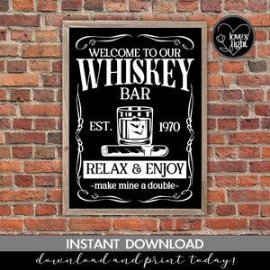 welcome to our whiskey bar retro wine bourbon farmhouse wall sign, svg, eps, pdf, png, dxf, cricut file, digital print * instant download *