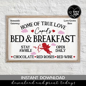 Cupido's bed and breakfast Valentijn liefde land boerderij muur teken, svg, eps, pdf, png, dxf, cricut-bestand, digitale print instant download