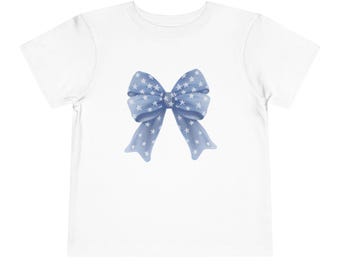 Blue Star Bow Toddler Tee | Cute Ribbon Graphic