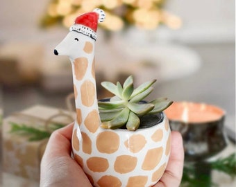 Christmas Unique Gift - Christmas Giraffe - cute christmas gift - housewarming gift - new year - succulent lover - gift for mom custom