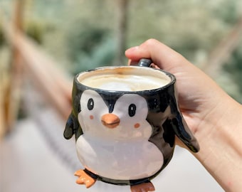 Customizable Handmade Ceramic Penguin Mug - Custom Order - Custom Cute  Animal Coffee Cup Gift - Cute Penguin - Ice Field - Americano