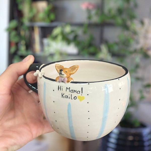 Custom Dog / Cat Mug Birthday Gift for Pet Owner Family Gift Cute Dog Puppy Cappuccino Mug Handmade Personalized Gift Hot Chocolate Mug