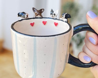 Taza personalizada para mascotas, regalo de cumpleaños para el propietario de la mascota, regalo familiar, taza de capuchino para cachorros y perros, regalo personalizado hecho a mano, taza de chocolate caliente