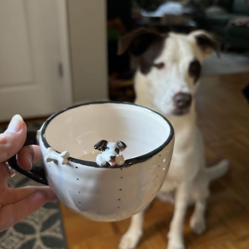 Custom Dog / Cat Mug Birthday Gift for Pet Owner Family Gift Cute Dog Puppy Cappuccino Mug Handmade Personalized Gift Hot Chocolate Mug zdjęcie 2