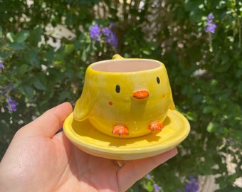 Handmade Chick Ceramic Cute Espresso Cup - Personalized Gift - Friendship Gift - Customizable Product - Birthday Anniversary - Coffee Cup