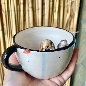 Personalized Bunny Mug - Gift for Pet Owner -  Cute Rabbit Cappuccino Mug Handmade Personalized Gift for Birthday - Cute Gift with bunny