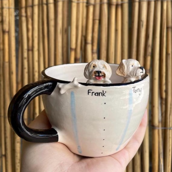 Personalized Dog Mug dad’s coffee Mug gift with dog figurine gift for  dad peekaboo dog pet gift birthday gift new pet gift