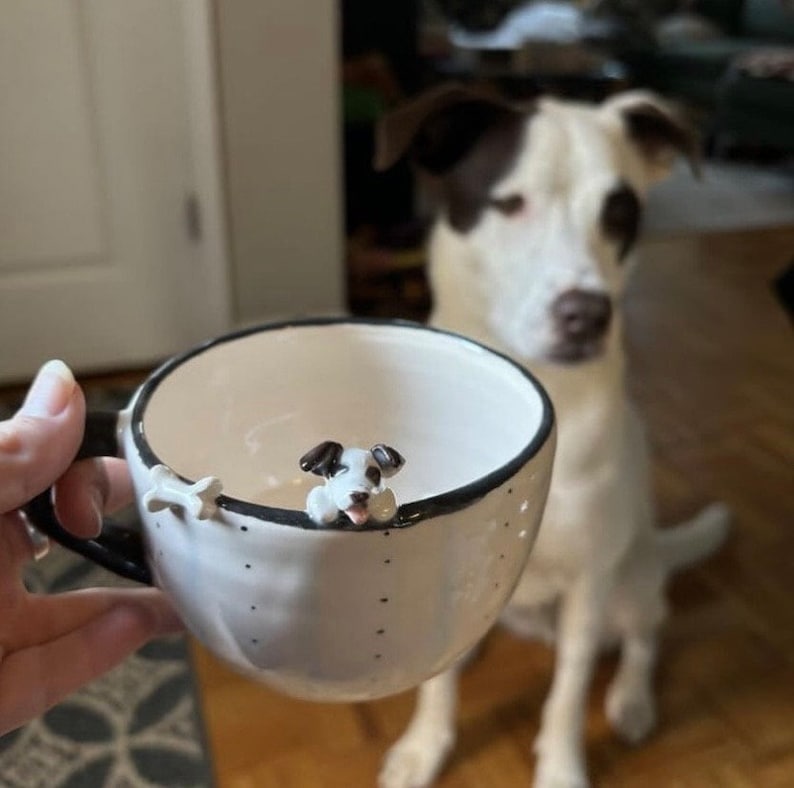 Mug chien personnalisé/Mug chien fait main/Cappuccino Mugs Mug animal de compagnie personnalisé personnalisé envoyez-nous la photo de votre animal de compagnie cadeau pour propriétaire de chien image 2