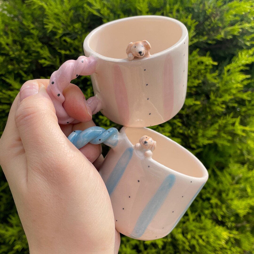 Custom Dog Cup Set / Handmade Coffee Cup Set / Personalized Dog Gift