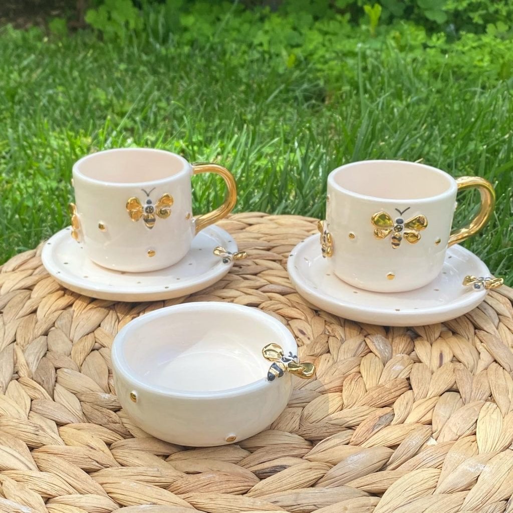 Personalized Pretty Espresso Cup and Saucer Set – CharlaNotes