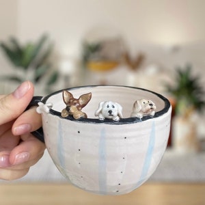 Custom Pet Cute Cappucino Mug birthday gift dog figure cute dog coffee lover latte macchiato hot chocolate mug dog lover image 5
