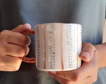 Customizable Handmade Pottery Mug - Personalized Personal Coffee Mug / Tea Cup - Coffee Lover - Tiny Cute Patterns