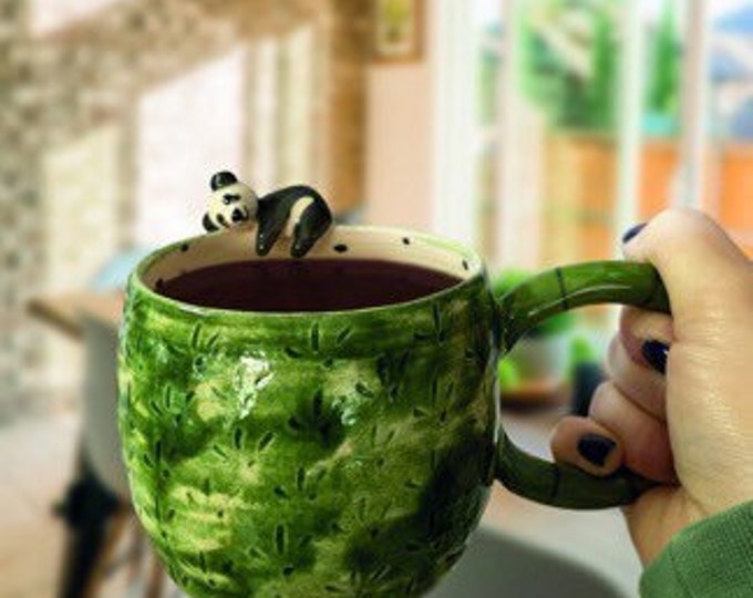 Customizable Handmade Ceramic Panda Mug - Personalized Cute Animal Tea / Coffee Mug - Cute Panda - Animal lover - Panda Gift