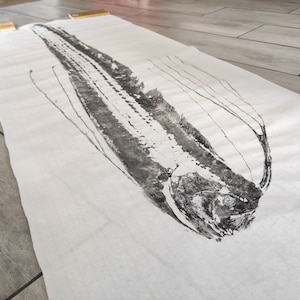 Rare OarFish Gyotaku Print (Complete), Regalecus glesce by Adrià Bosch