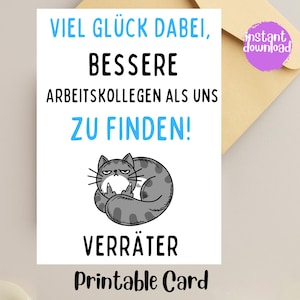 Carte d'adieu collègue cadeau imprimable carte de collègue de travail carte d'adieu drôle à télécharger carte de voeux d'adieu drôle traître collègue départ