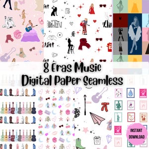 Seamless  Music Digital Eras Paper  PNG pattern Clipart  digital download Tay Music Bundle Eras Fabric Clipart Taylor PNG