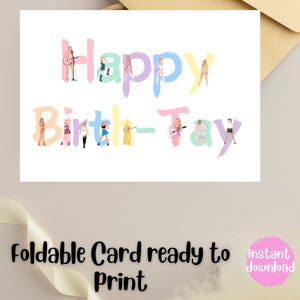 Birthday Tay Card ERAS printable happy birth-tay download BDAY swift card download Swifty Card PDF instant download